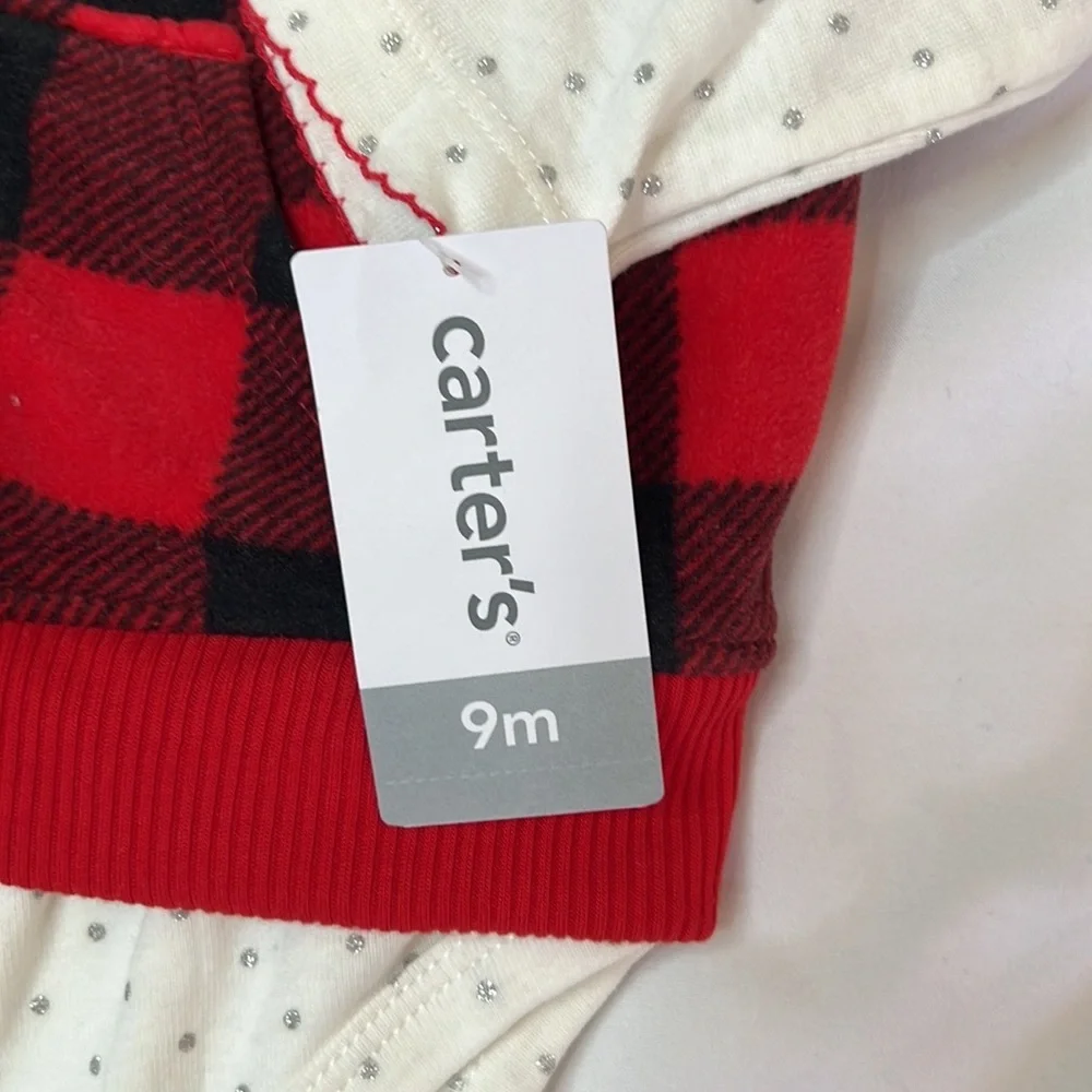 NWT Carters Kids Buffalo Red Black Plaid Fleece Vest Bundle of 3 Shirts Baby 9mo